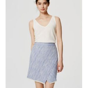 Loft White and Blue Pencil Skirt